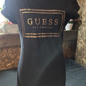 Guess Black T-Shirt with Gold Logo